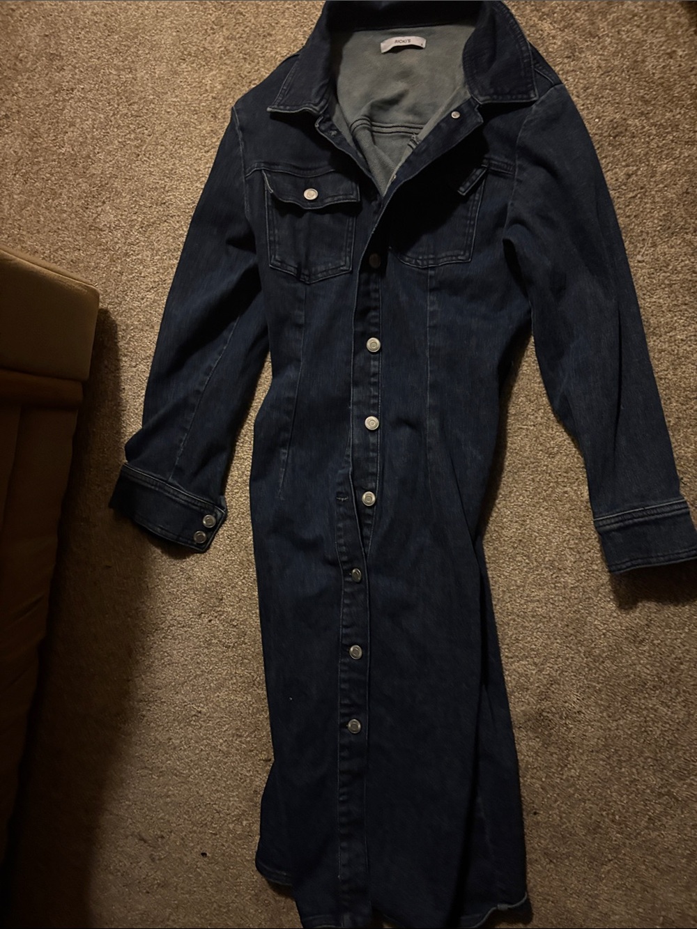 Ricki's Dark Blue Denim Button-Front Maxi Dress